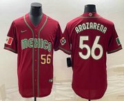 Wholesale Cheap Men's Mexico Baseball #56 Randy Arozarena Number 2023 Red World Classic Stitched Jersey12
