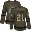 Wholesale Cheap Adidas Oilers #21 Andrew Ference Green Salute to Service Women's Stitched NHL Jersey