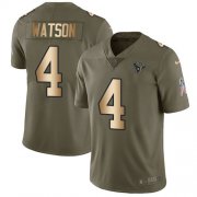 Wholesale Cheap Nike Texans #4 Deshaun Watson Olive/Gold Men's Stitched NFL Limited 2017 Salute To Service Jersey