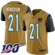 Wholesale Cheap Nike Jaguars #21 C.J. Henderson Gold Men's Stitched NFL Limited Rush 100th Season Jersey