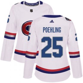 Wholesale Cheap Adidas Canadiens #25 Ryan Poehling White Authentic 2017 100 Classic Women\'s Stitched NHL Jersey