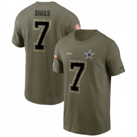 Wholesale Cheap Men\'s Dallas Cowboys #7 Trevon Diggs 2022 Olive Salute to Service T-Shirt