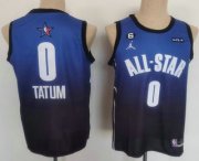 Wholesale Cheap Men's Boston Celtics #0 Jayson Tatum Navy Blue 2022 All Star 6 Patch Icon Sponsor Swingman Jersey