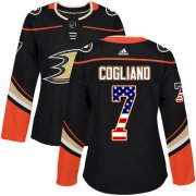 Wholesale Cheap Adidas Ducks #7 Andrew Cogliano Black Home Authentic USA Flag Women's Stitched NHL Jersey
