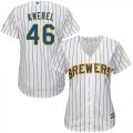 Wholesale Cheap Brewers #46 Corey Knebel White Strip Home Women's Stitched MLB Jersey