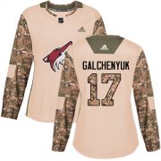 Wholesale Cheap Adidas Coyotes #17 Alex Galchenyuk Camo Authentic 2017 Veterans Day Women's Stitched NHL Jersey