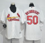 Wholesale Cheap Cardinals #50 Adam Wainwright White Women's Home Stitched MLB Jersey