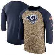 Wholesale Cheap Men's Los Angeles Rams Nike Camo Navy Salute to Service Sideline Legend Performance Three-Quarter Sleeve T-Shirt