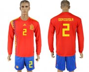 Wholesale Cheap Spain #2 Odriozola Red Home Long Sleeves Soccer Country Jersey