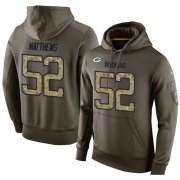 Wholesale Cheap NFL Men's Nike Green Bay Packers #52 Clay Matthews Stitched Green Olive Salute To Service KO Performance Hoodie