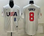 Wholesale Cheap Men's USA Baseball #8 Trea Turner Number 2023 White World Baseball Classic Stitched Jersey