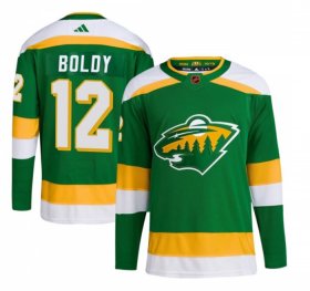 Wholesale Cheap Men\'s Minnesota Wild #12 Matt Boldy Green 2022-23 Reverse Retro Stitched Jersey