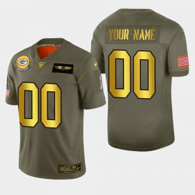 Wholesale Cheap Nike Packers Custom Men\'s Olive Gold 2019 Salute to Service NFL 100 Limited Jersey