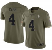 Wholesale Cheap Men's New Orleans Saints #4 Derek Carr Olive Salute To Service Limited Stitched Jersey