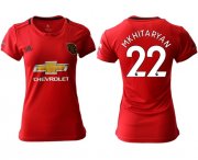 Wholesale Cheap Women's Manchester United #22 Mkhitaryan Red Home Soccer Club Jersey