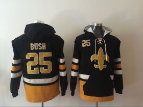 Wholesale Cheap Men\'s New Orleans Saints #25 Reggie Bush NEW Black Pocket Stitched NFL Pullover Hoodie
