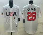 Wholesale Cheap Men's USA Baseball #28 Nolan Arenado Number 2023 White World Baseball Classic Replica Stitched Jersey1