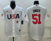 Wholesale Cheap Men's USA Baseball #51 Brady Singer 2023 White World Baseball Classic Stitched Jersey