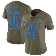 Wholesale Cheap Nike Lions #30 Jeff Okudah Olive Women's Stitched NFL Limited 2017 Salute To Service Jersey