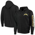 Wholesale Cheap Los Angeles Chargers G-III Sports by Carl Banks Post Route Full-Zip Hoodie Charcoal