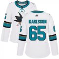 Wholesale Cheap Adidas Sharks #65 Erik Karlsson White Road Authentic Women's Stitched NHL Jersey