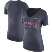 Wholesale Cheap Boston Red Sox Nike Women's Practice Tri-Blend V-Neck T-Shirt Navy
