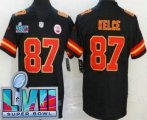 Wholesale Cheap Youth Kansas City Chiefs #87 Travis Kelce Limited Black Super Bowl LVII Vapor Jersey