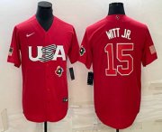 Wholesale Cheap Men's USA Baseball #15 Bobby Witt Jr 2023 Red World Baseball Classic Stitched Jerseys