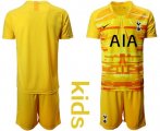 Wholesale Cheap Tottenham Hotspur Blank Yellow Goalkeeper Kid Soccer Club Jersey