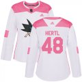 Wholesale Cheap Adidas Sharks #48 Tomas Hertl White/Pink Authentic Fashion Women's Stitched NHL Jersey