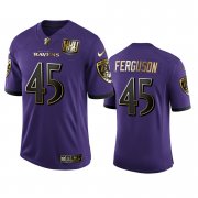 Wholesale Cheap Baltimore Ravens #45 Jaylon Ferguson Men's Nike Purple Team 25th Season Golden Limited NFL Jersey
