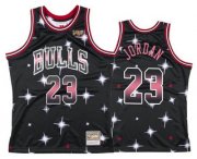 Wholesale Cheap Men's Chicago Bulls #23 Michael Jordan Starry Black Hardwood Classics Soul Swingman Throwback Jersey