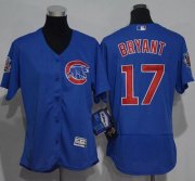 Wholesale Cheap Cubs #17 Kris Bryant Blue Flexbase Authentic Women's Stitched MLB Jersey