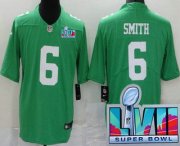 Wholesale Cheap Men's Philadelphia Eagles #6 DeVonta Smith Limited Green Rush Super Bowl LVII Vapor Jersey