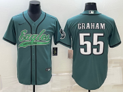 Wholesale Cheap Men's Philadelphia Eagles #55 Brandon Graham Green With Patch Cool Base Stitched Baseball Jersey