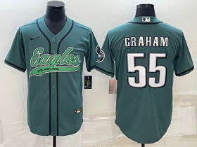 Wholesale Cheap Men\'s Philadelphia Eagles #55 Brandon Graham Green With Patch Cool Base Stitched Baseball Jersey