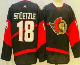 Wholesale Cheap Men\'s Ottawa Senators #18 Tim Stutzle Black 2022 Reverse Retro Authentic Jersey
