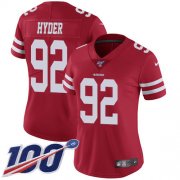 Wholesale Cheap Nike 49ers #92 Kerry Hyder Red Team Color Women's Stitched NFL 100th Season Vapor Untouchable Limited Jersey