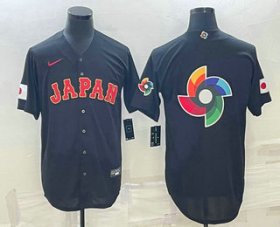 Wholesale Cheap Men\'s Japan Baseball 2023 Black World Big Logo With Patch Classic Stitched Jersey