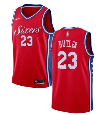 Wholesale Cheap Men's Philadelphia 76ers #23 Jimmy Butler Cream NEW Red Jersey